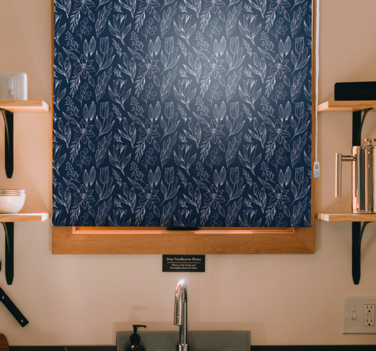 Blomstermotiv elegance Blomster og planter på rullegardin - TenStickers