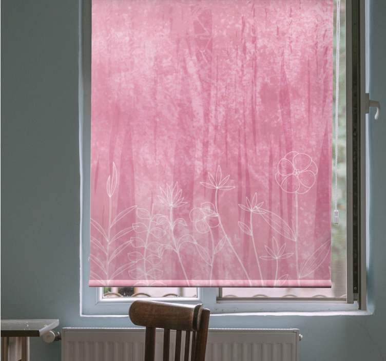 Blomstret silhuet design Blomster og planter på rullegardin - TenStickers