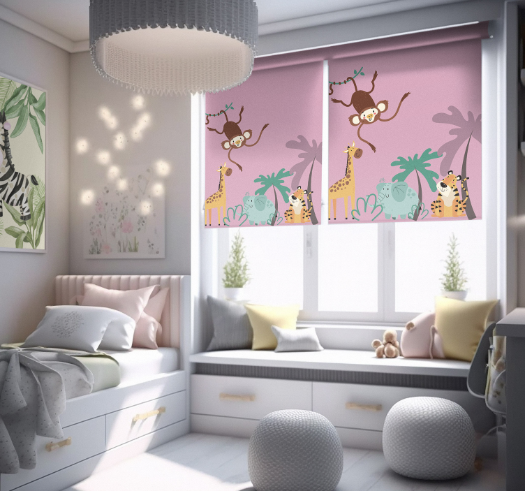 "boho" børnejungle dyreprint rullegardiner - TenStickers