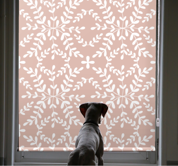 Botanisk bladtema Blomster og planter på rullegardin - TenStickers