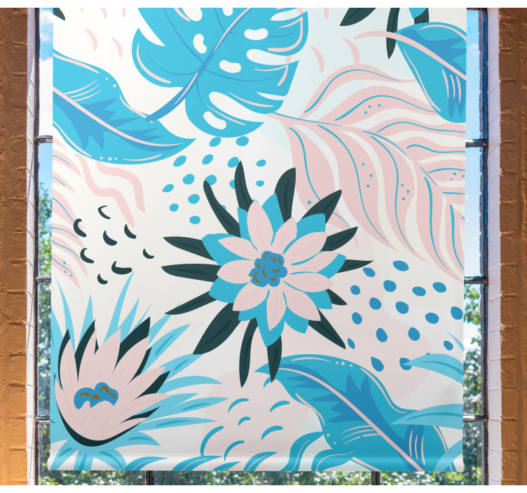 Botanisk mønster design Blomster og planter på rullegardin - TenStickers