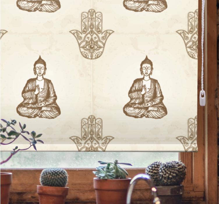 Buddha hamsa håndsymbol zen rullgardin - TenStickers
