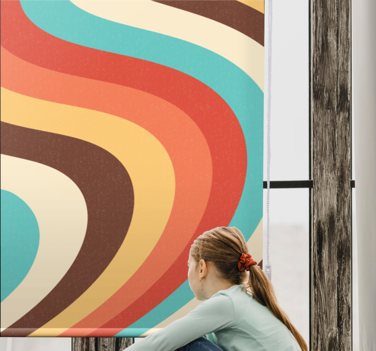 Buede retrobølger vintage rullegardin - TenStickers