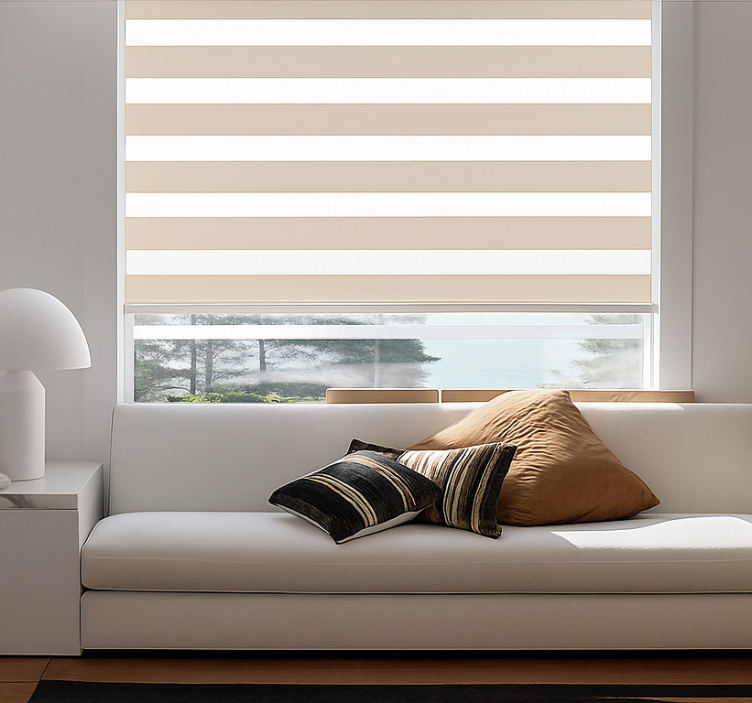 Creme og hvid vandret klassiske rullegardiner - TenStickers