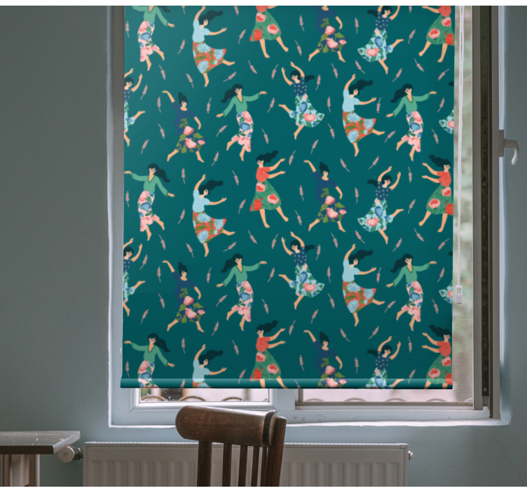 Dansende kvinder med blomster og planteRullegardiner - TenStickers