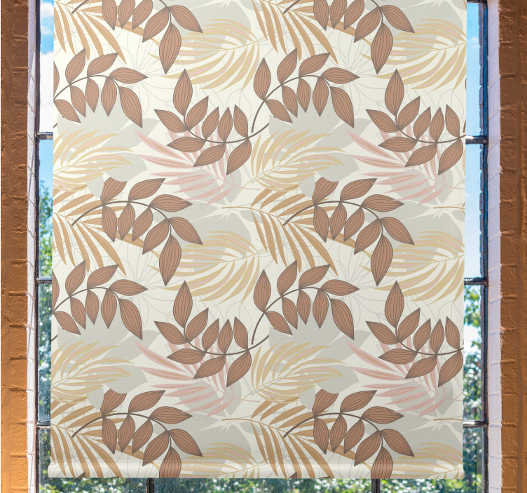 Delikat bladmønster Blomster og planter på rullegardin - TenStickers