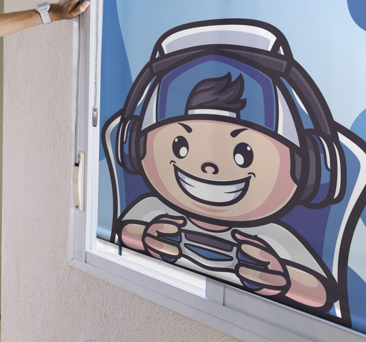 Dreng gamer børn nørd rullegardin - TenStickers