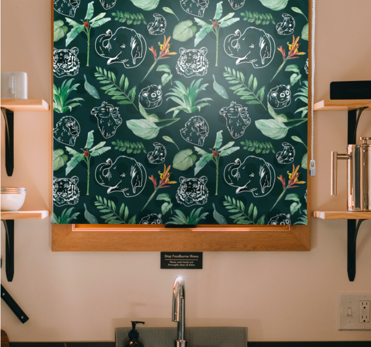 Dyreskitse blomstret dyr på rullegardiner - TenStickers