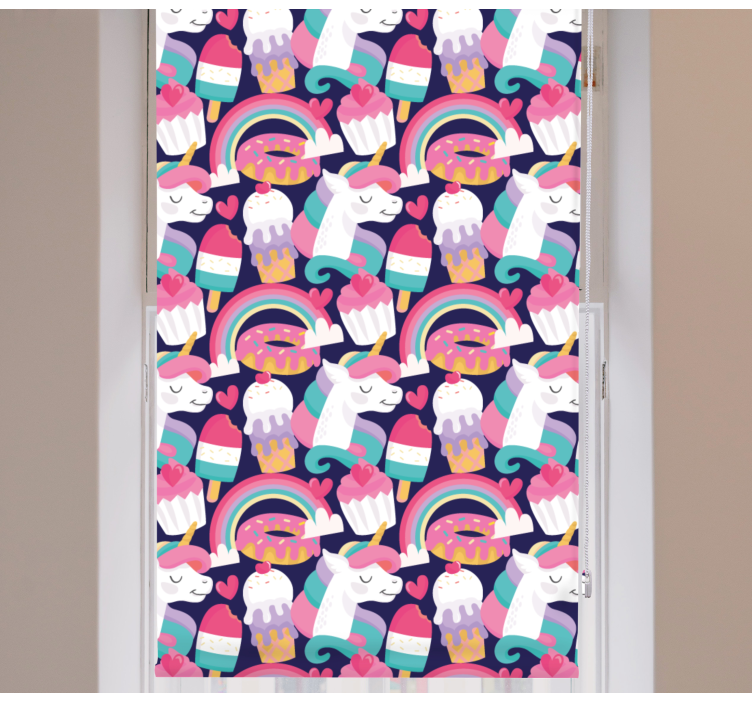 Enhjørningsis og regnbue-børneRullegardin - TenStickers