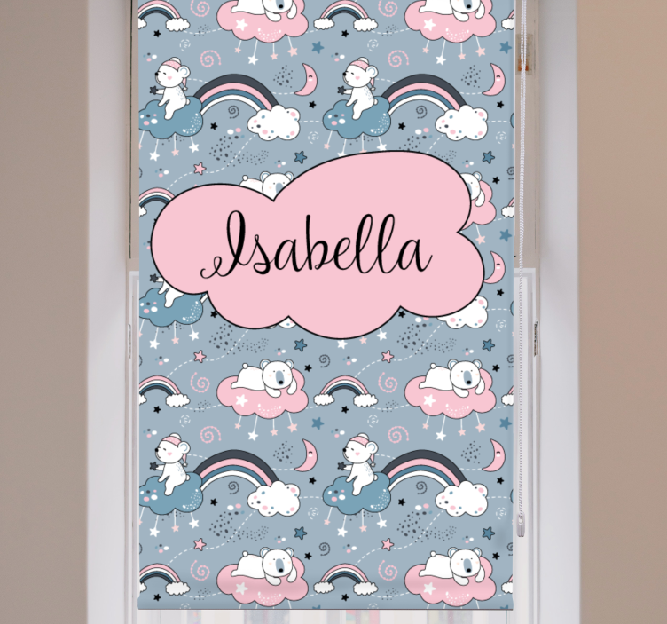 Bjørne regnbue med navn mørklægningsgardiner børn - TenStickers