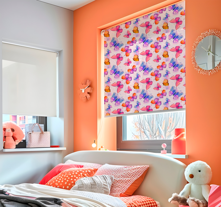 Farverig akvarel rullegardin med sommerfugl - TenStickers