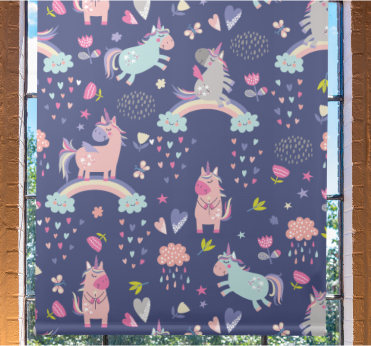 Farverige enhjørninger med regnbuemønster - TenStickers