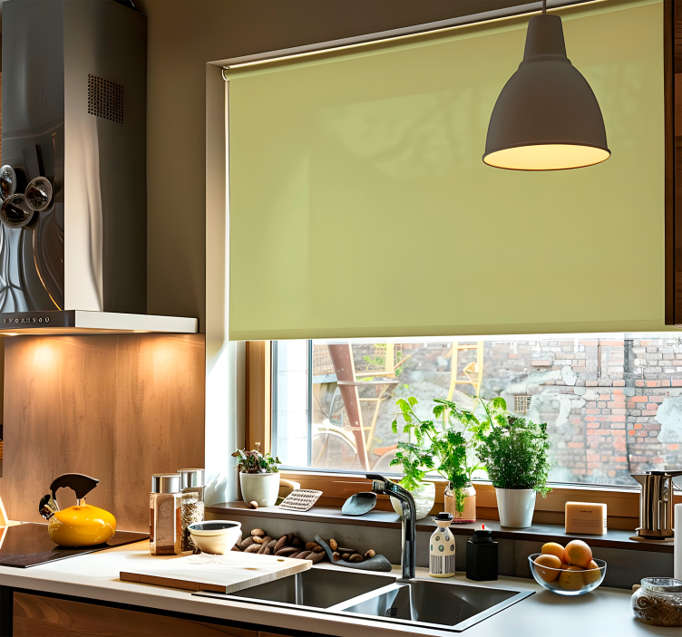 Flade oliven nuancer grønne rullegardiner - TenStickers