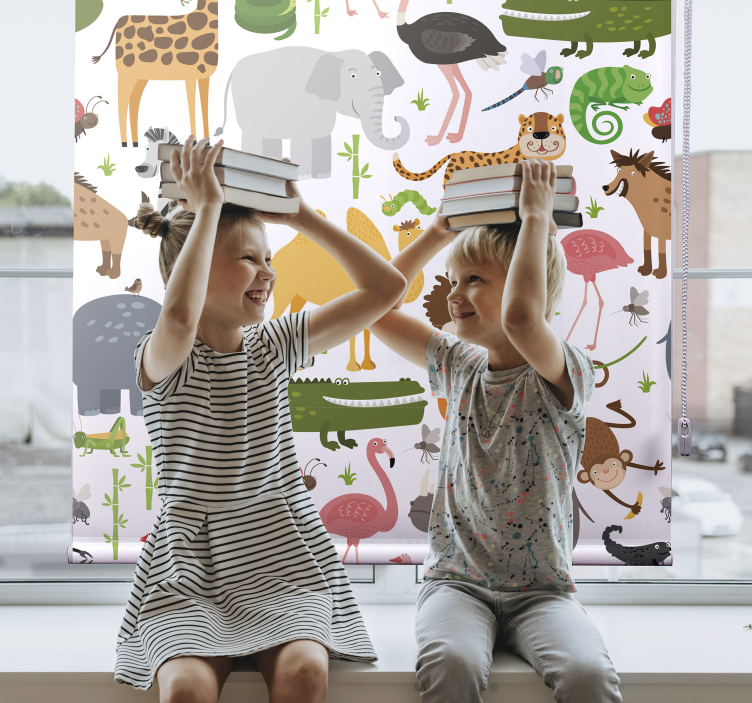 Flerfarvede dyr børns Rullegardiner - TenStickers