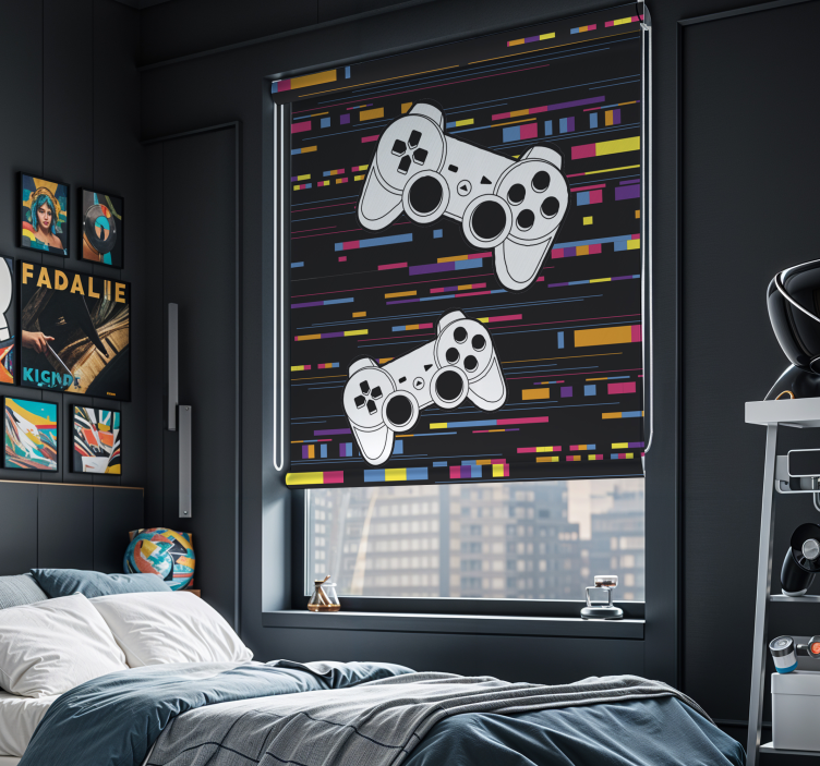 Flerfarvet kontroller nørd rullegardin - TenStickers