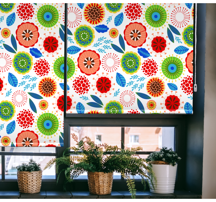 Flerfarvet polsk blomsterRullegardin - TenStickers