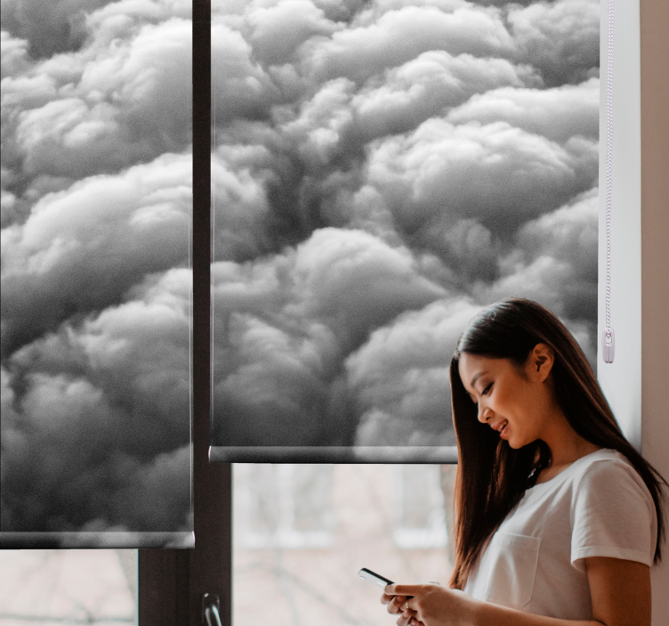 Fluffy mønster rullegardiner med skyer - TenStickers