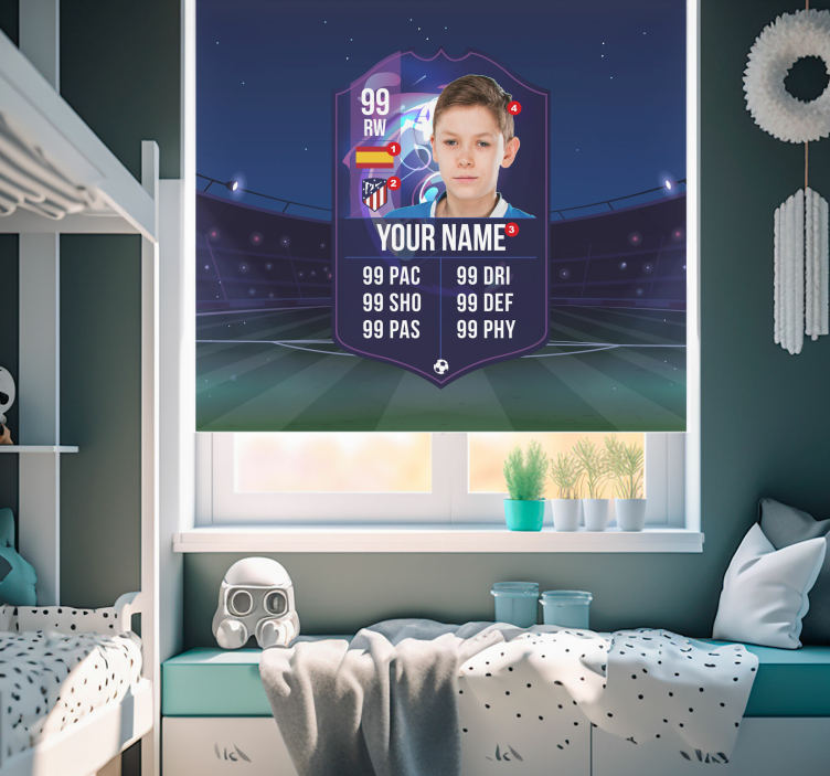 Fodboldspillerens kort mørklægningsgardiner - TenStickers