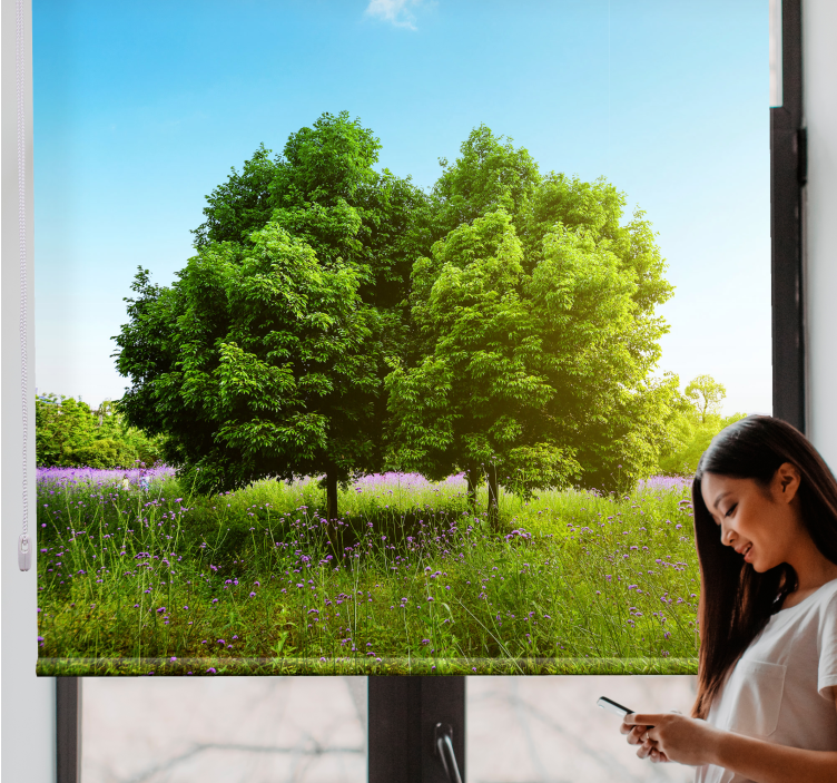 Frodige grønne scener rullegardin træ - TenStickers