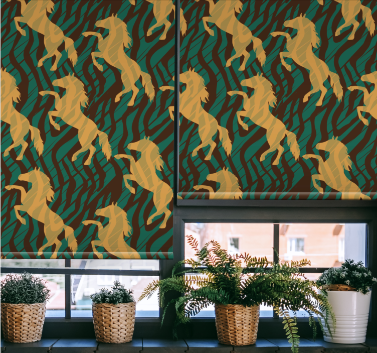 Galopperende gyldne heste dyr på rullegardiner - TenStickers