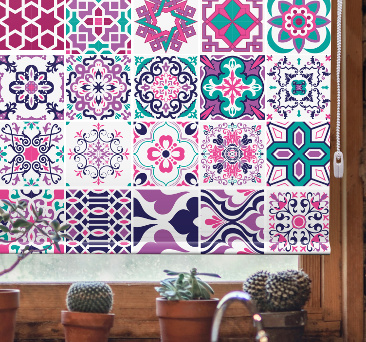 Geometrisk flisemønster rullegardin mønster - TenStickers