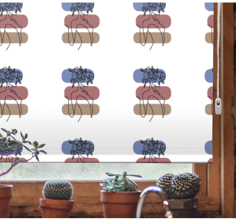 Geometrisk kvinde design rullegardiner med blomster - TenStickers