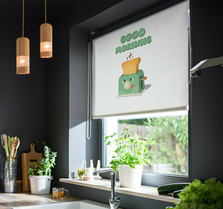 Godmorgen med brødrister rullegardin køkken - TenStickers