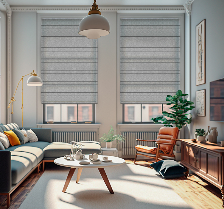 Grå striber rullegardiner stue - TenStickers