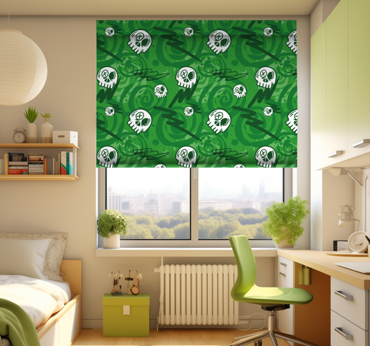 Kranier på grønt rullegardin teenagerværelse - TenStickers