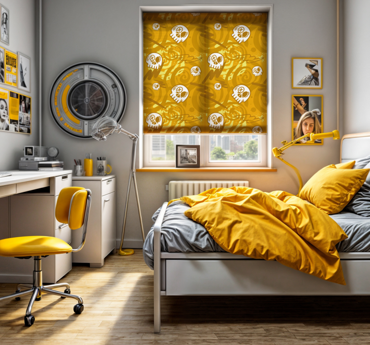 Kranier på gult rullegardin til teenagerværelse - TenStickers