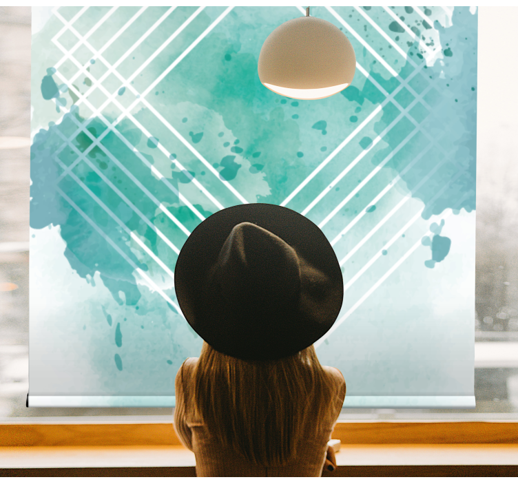 Grøn abstrakt polygonal stue rullgardin - TenStickers