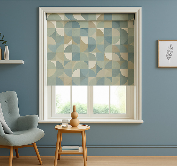 Grønne abstrakte former moderne rullegardiner - TenStickers