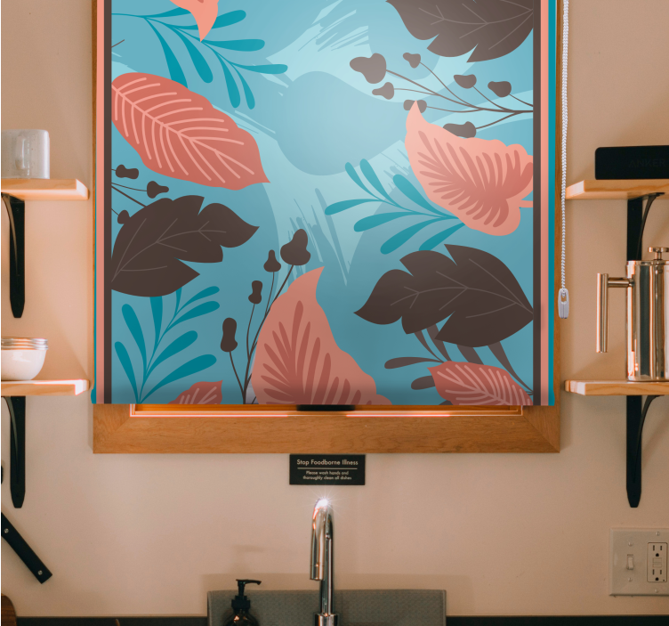 Grønt blomsterarrangement Blomster og planter på rullegardin - TenStickers