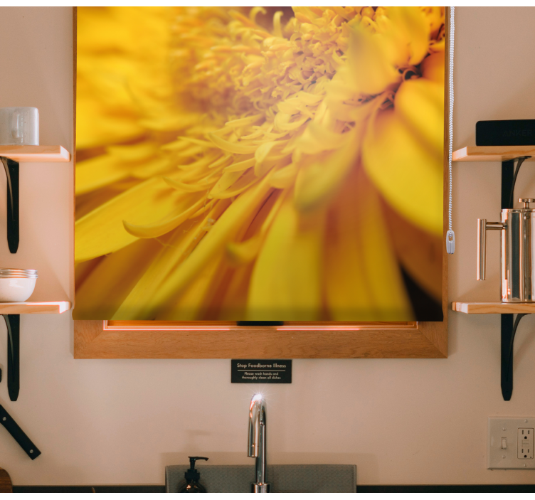 Gult nærbillede Blomster og planter på rullegardin - TenStickers