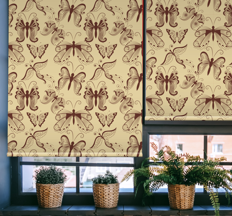 Indviklet sommerfuglemønster sommerfugl rullegardin - TenStickers