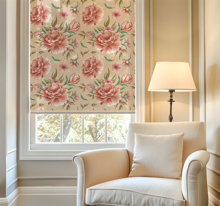 Klassiske blomsterbuket romantiske rullegardiner - TenStickers