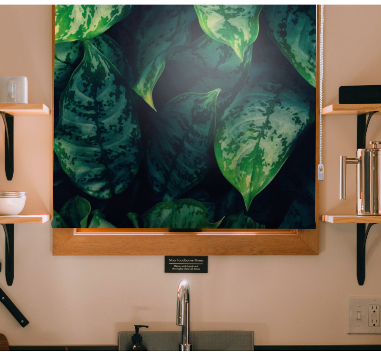 Levende grønne blade Blomster og planter på rullegardin - TenStickers