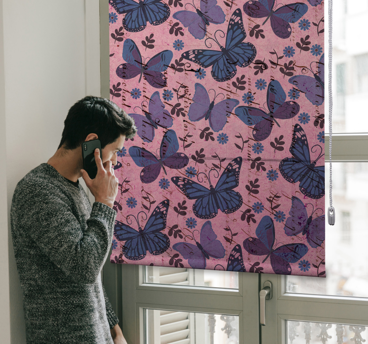 Lilla toner sommerfuglRullegardin - TenStickers