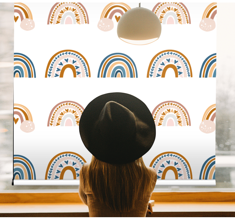 Nordiske regnbue motiver mørklægningsgardiner børn - TenStickers