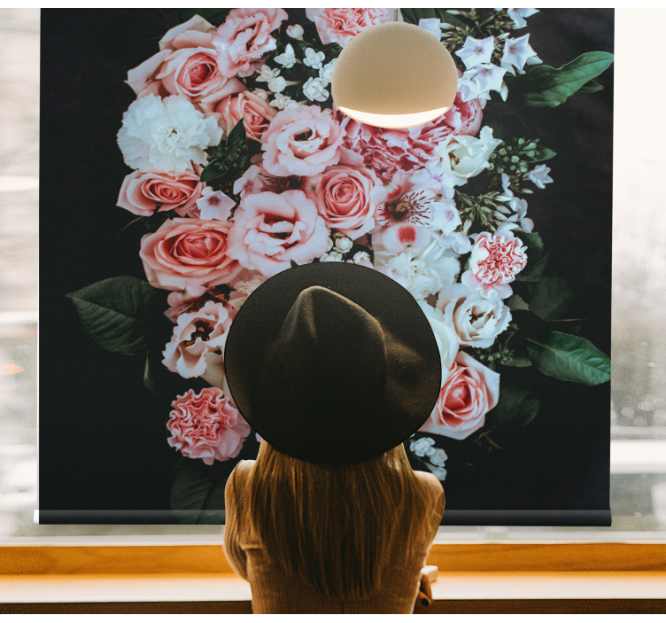 Lyserøde roser buket blomsterRullegardin - TenStickers