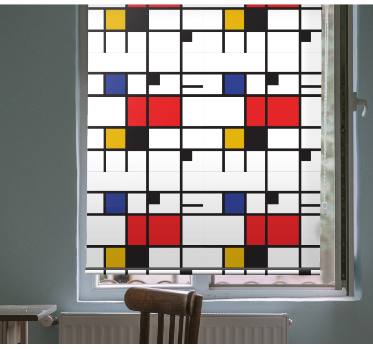 Mondrian geometrisk kunst Rullegardinmaleri - TenStickers