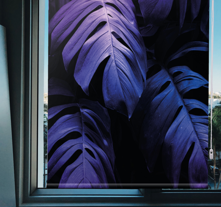 Monstera deliciosa løv Blomster og planter på rullegardin - TenStickers