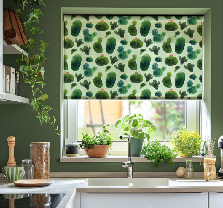 ørkenmønster kaktus rullegardin - TenStickers