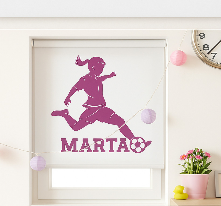 Pige fodboldspiller mørklægningsgardiner børn - TenStickers