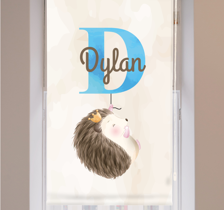 Pindsvin med initial og navn mørklægningsgardiner børn - TenStickers