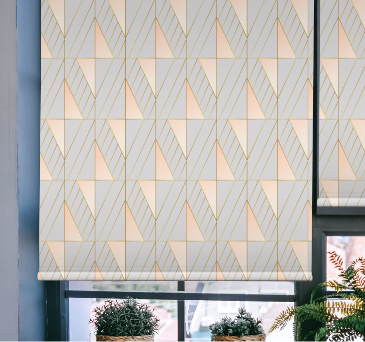 Pink og grå art deco stil mønster rullegardiner til stue - TenStickers