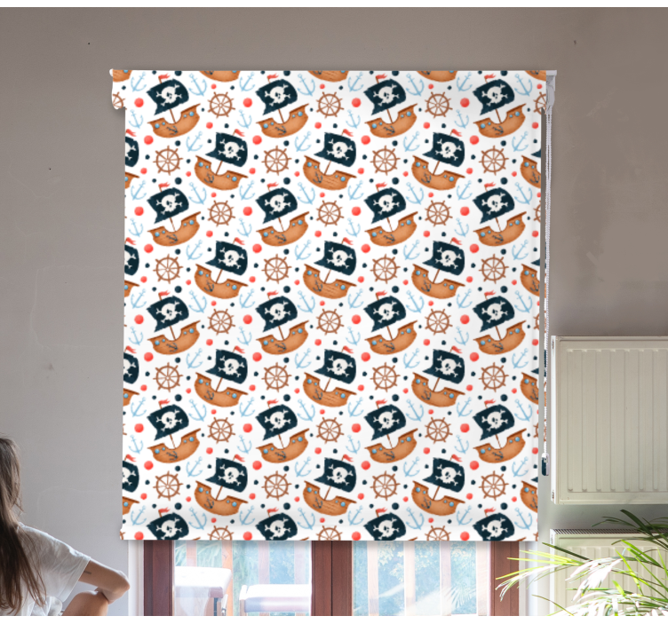 Piratskibsmønster mørklægningsgardiner børn - TenStickers
