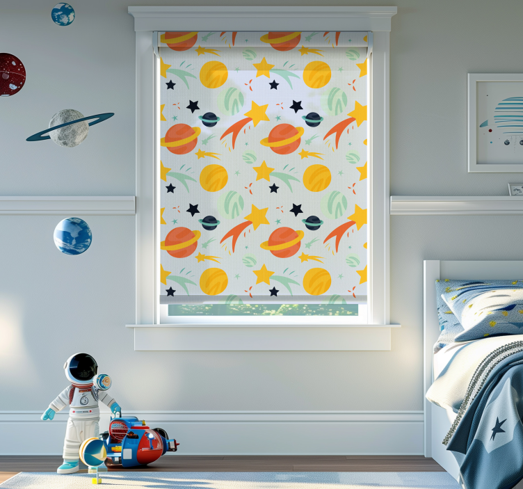 Planeter mønster børne rullegardin - TenStickers