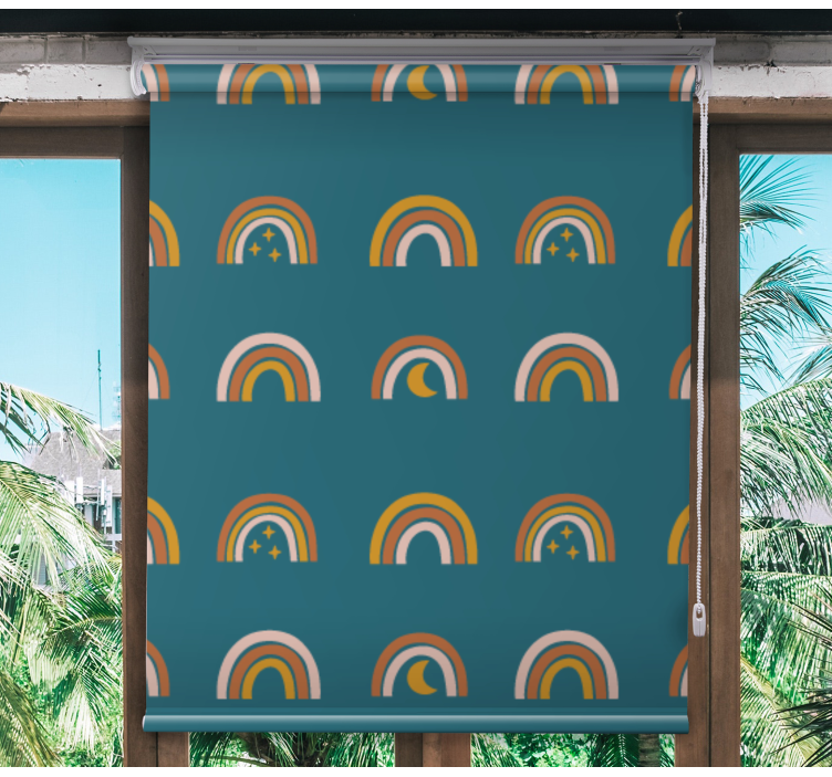 Regnbuer og stjerner mørklægningsgardiner børn - TenStickers