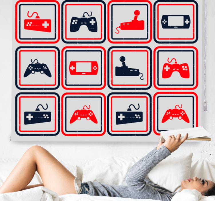 Retro grå controllere nørdede rullegardiner - TenStickers